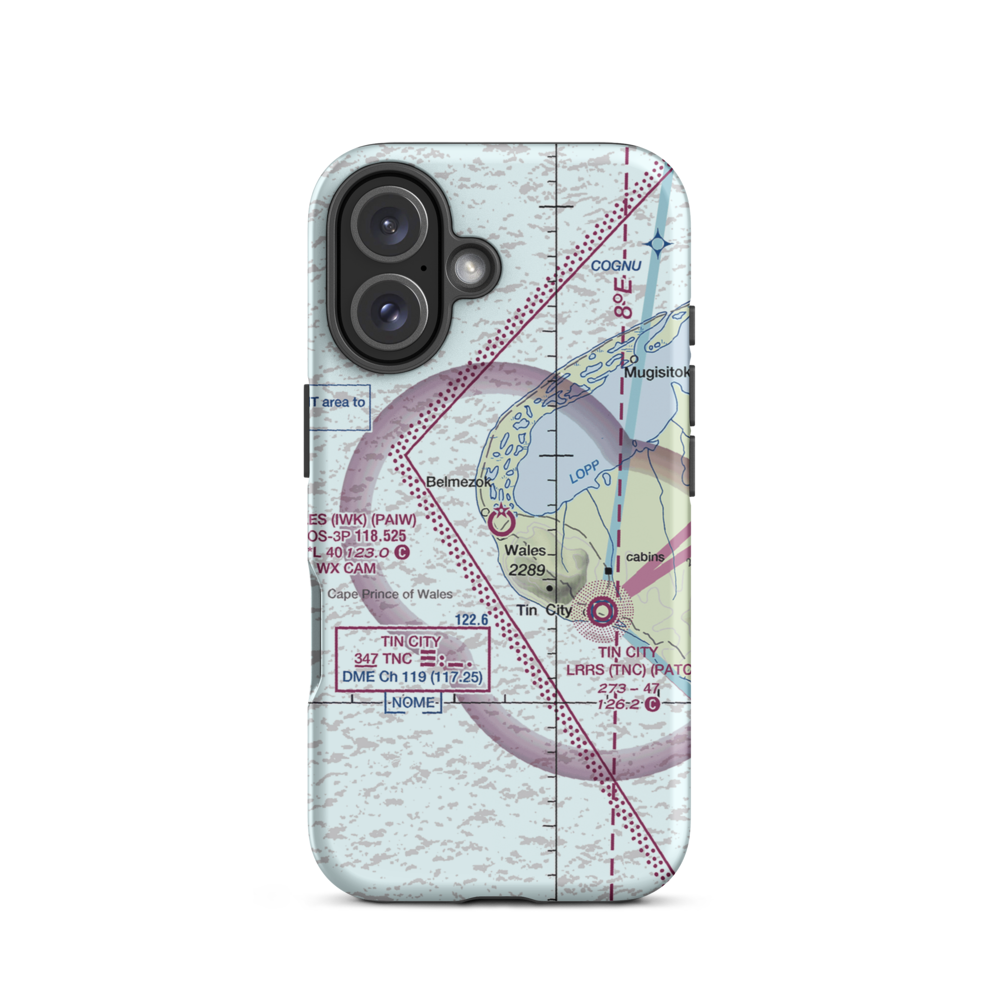 Wales Airport (IWK) VFR Sectional  Tough iPhone Case iPhone 16 model shown