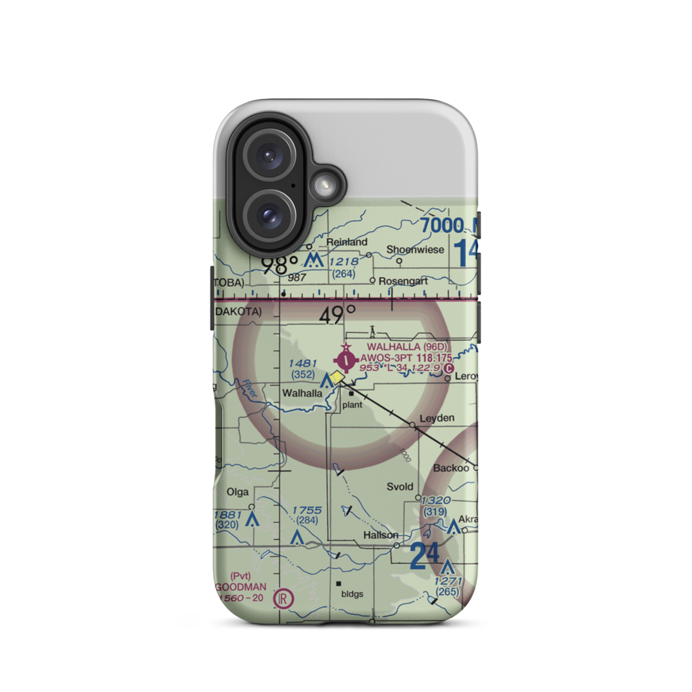Walhalla Municipal Airport (96D) VFR Sectional  Tough iPhone Case iPhone 16 model shown