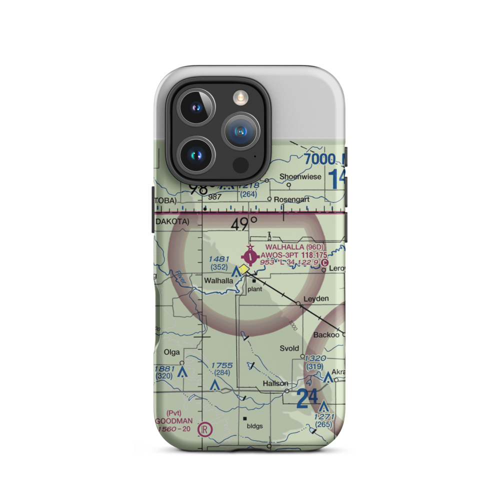 Walhalla Municipal Airport (96D) VFR Sectional  Tough iPhone Case iPhone 16 Pro model shown