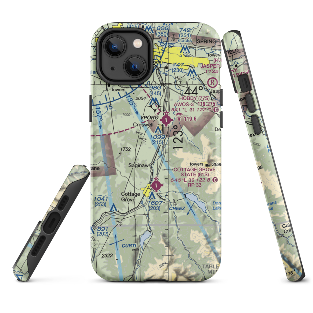 Walker Airport (OR57) VFR Sectional  Tough iPhone Case iPhone 14 Plus model shown