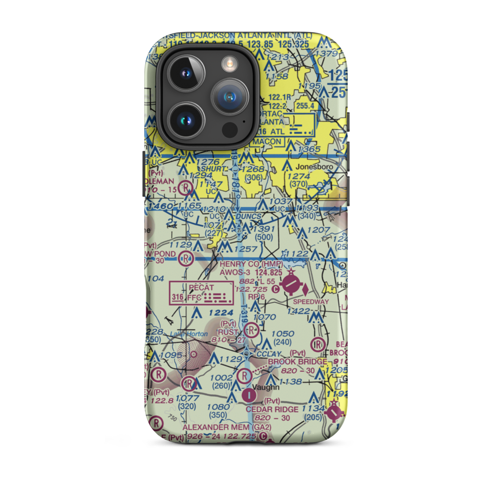 Walker Field (GA90) VFR Sectional  Tough iPhone Case iPhone 16 Pro Max model shown