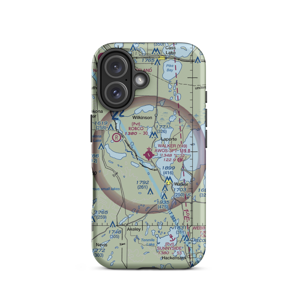 Walker Municipal Airport (Y49) VFR Sectional  Tough iPhone Case iPhone 16 model shown