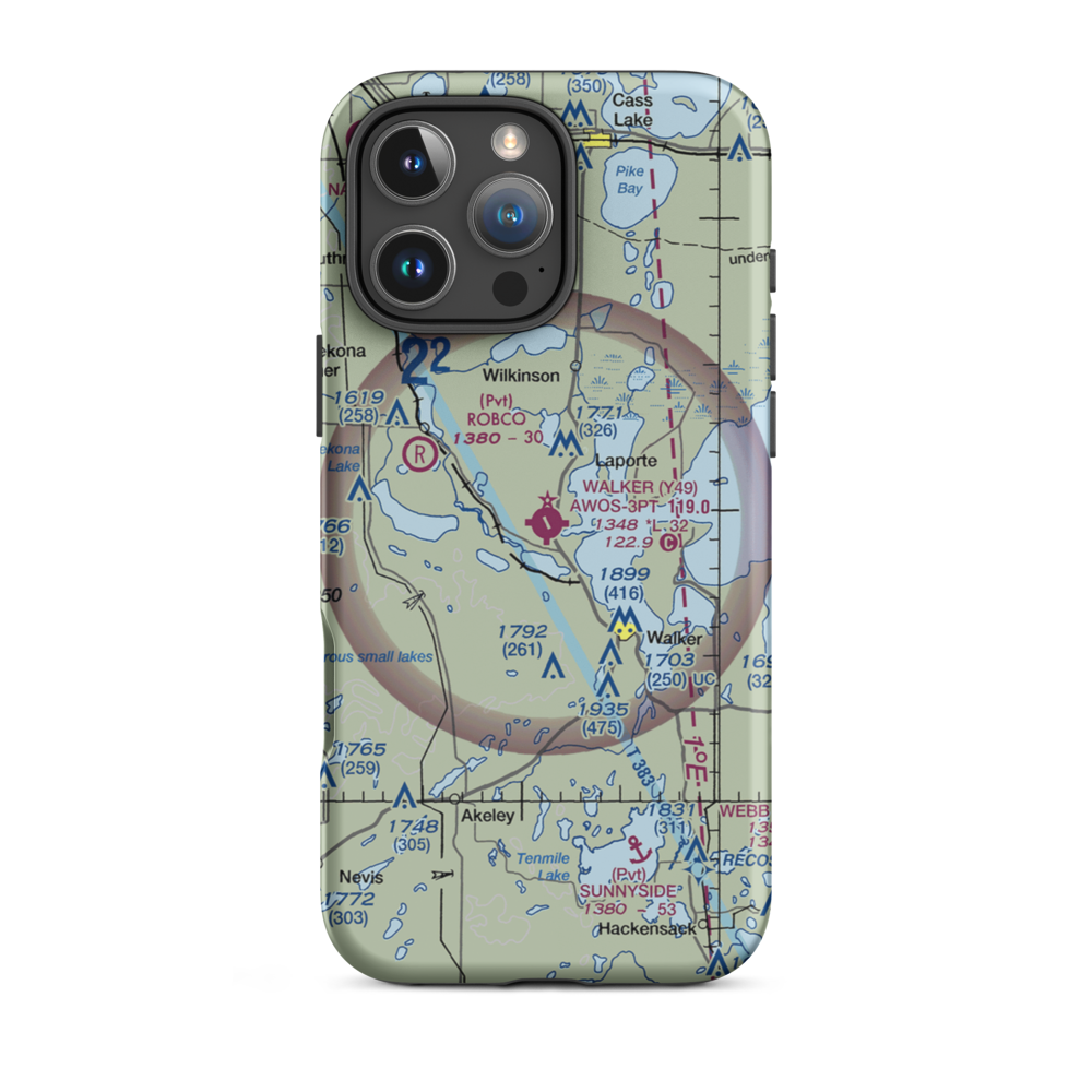 Walker Municipal Airport (Y49) VFR Sectional  Tough iPhone Case iPhone 16 Pro Max model shown