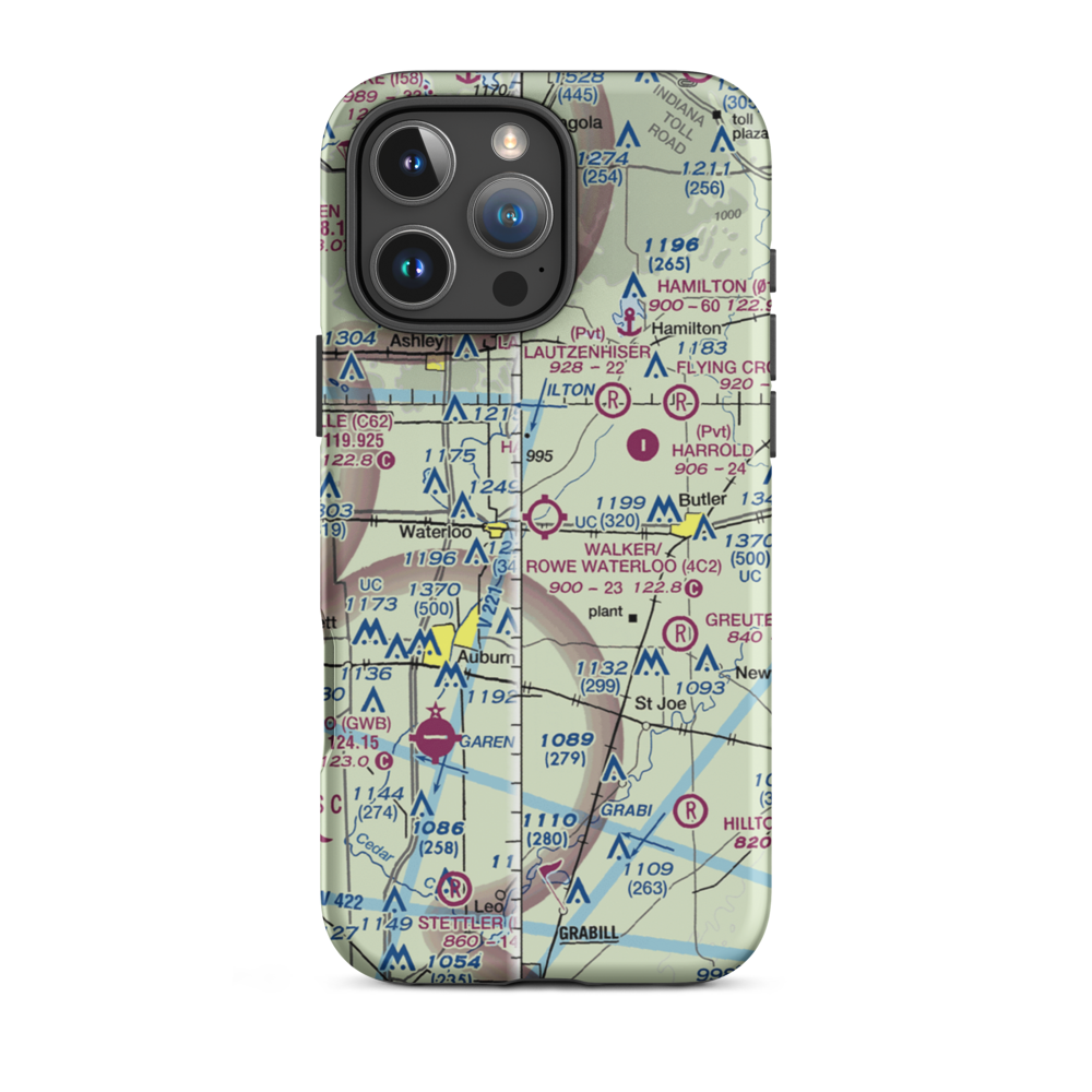 Walker/Rowe Waterloo Airport (4C2) VFR Sectional  Tough iPhone Case iPhone 16 Pro Max model shown