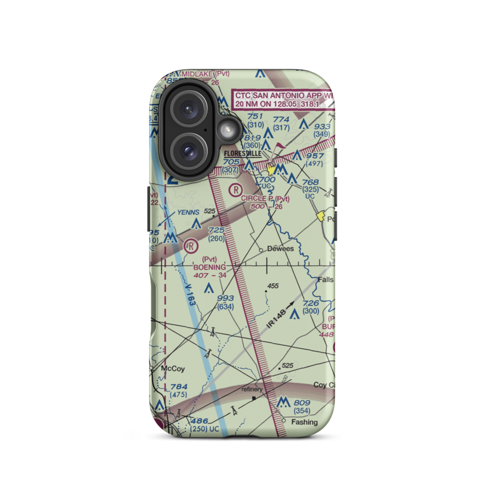 Wall Flying Service Airport (8TE1) VFR Sectional  Tough iPhone Case iPhone 16 model shown