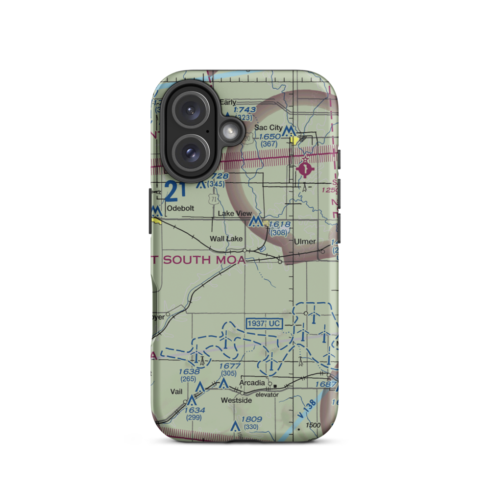 Wall Lake Municipal Airport (3Y0) VFR Sectional  Tough iPhone Case iPhone 16 model shown