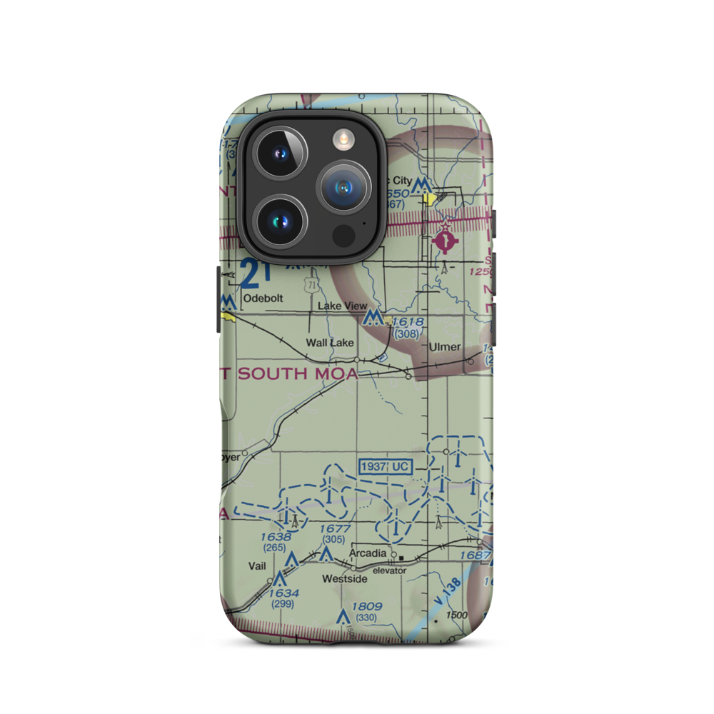 Wall Lake Municipal Airport (3Y0) VFR Sectional  Tough iPhone Case iPhone 16 Pro model shown