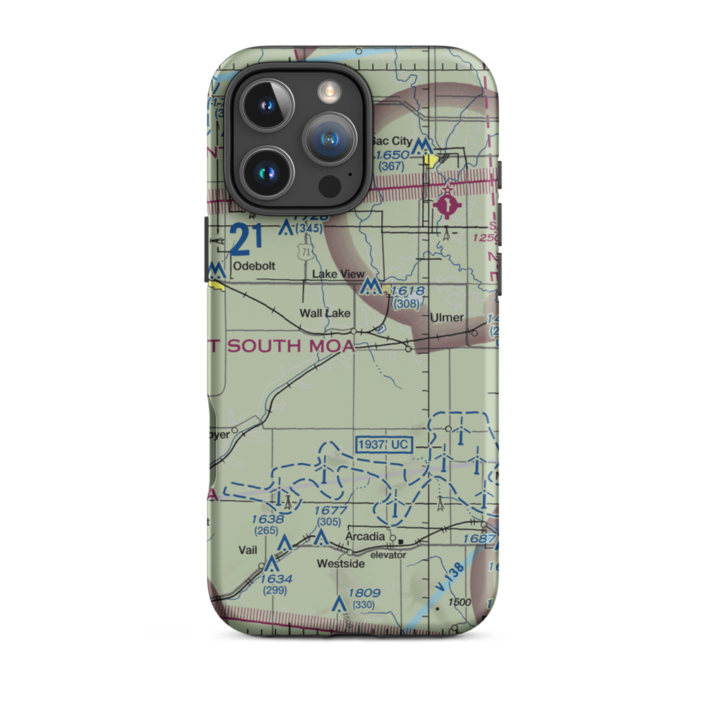 Wall Lake Municipal Airport (3Y0) VFR Sectional  Tough iPhone Case iPhone 16 Pro Max model shown