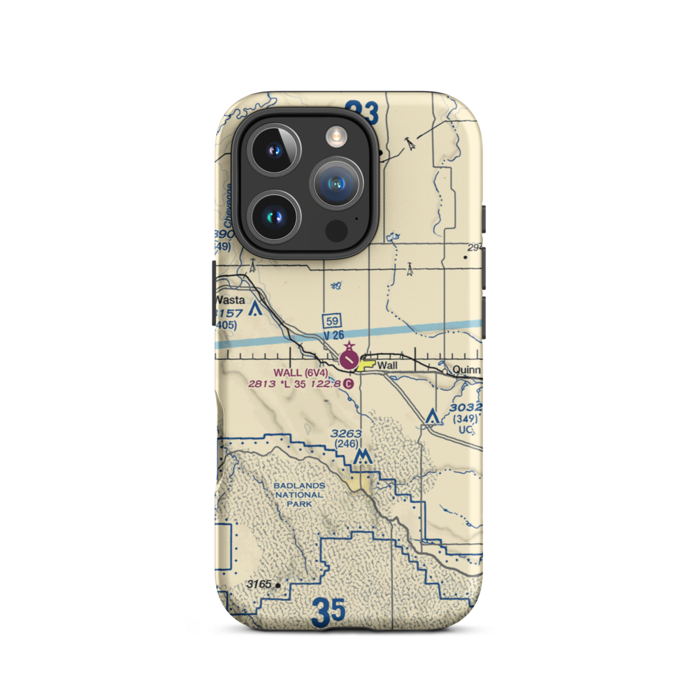 Wall Municipal Airport (6V4) VFR Sectional  Tough iPhone Case iPhone 16 Pro model shown