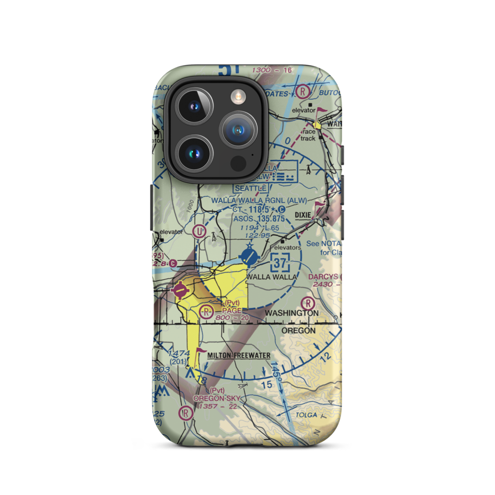 Walla Walla Regional Airport (ALW) VFR Sectional  Tough iPhone Case iPhone 16 Pro model shown