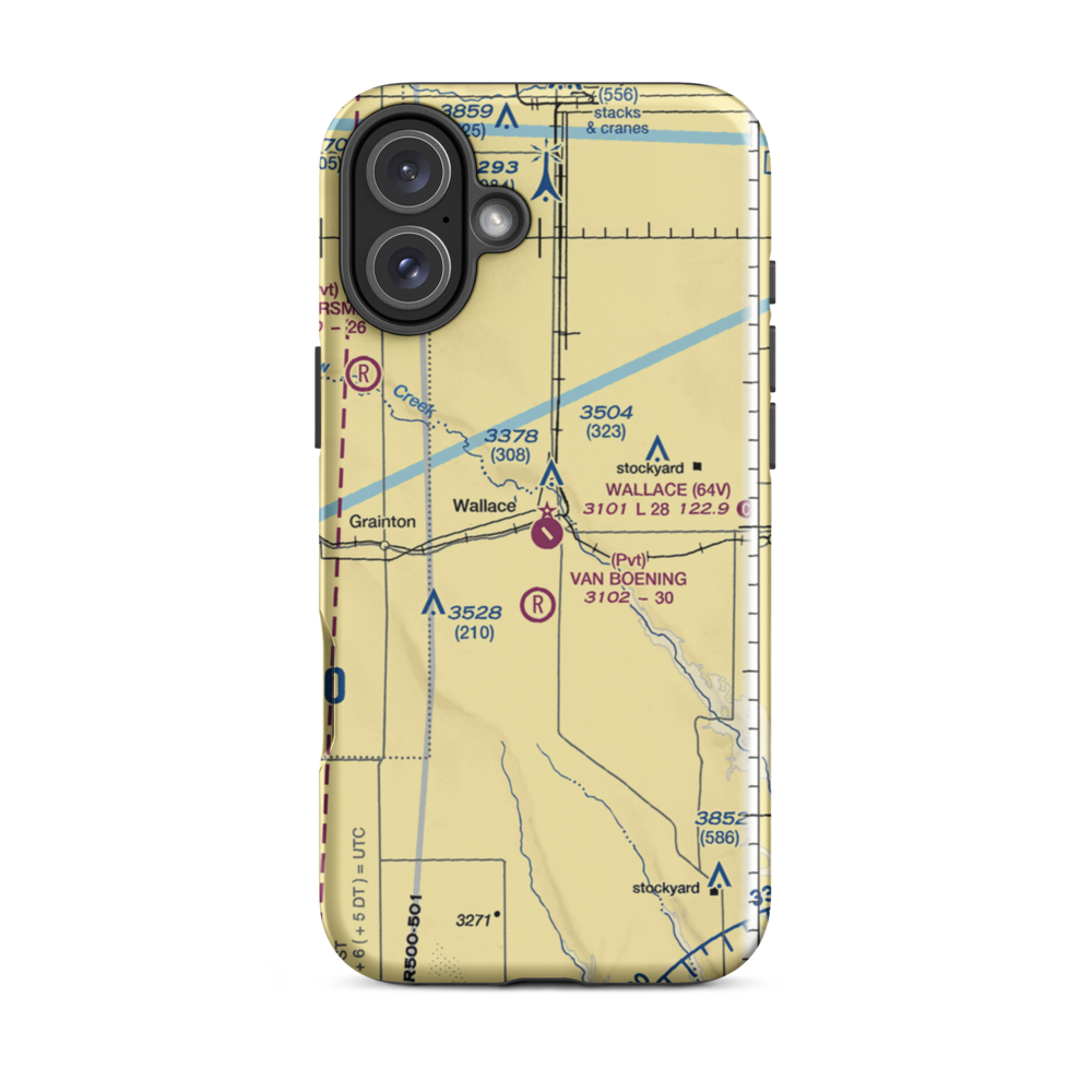 Wallace Municipal Airport (64V) VFR Sectional  Tough iPhone Case iPhone 16 Plus model shown