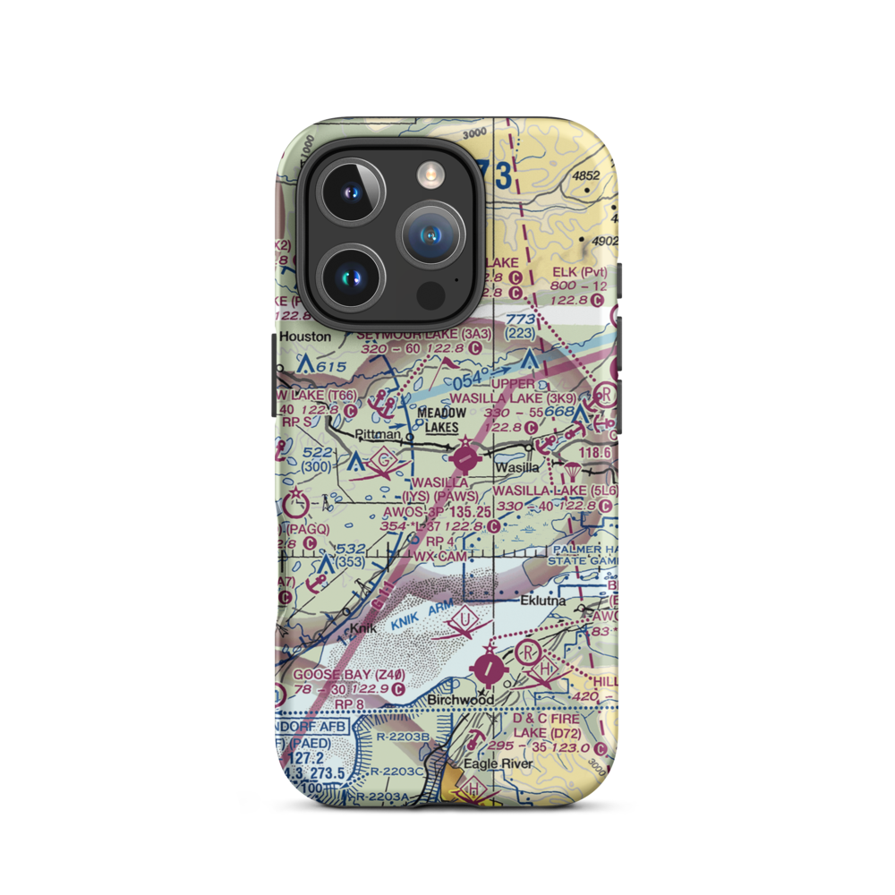 Wallis Lake Seaplane Base (62AK) VFR Sectional  Tough iPhone Case iPhone 16 Pro model shown