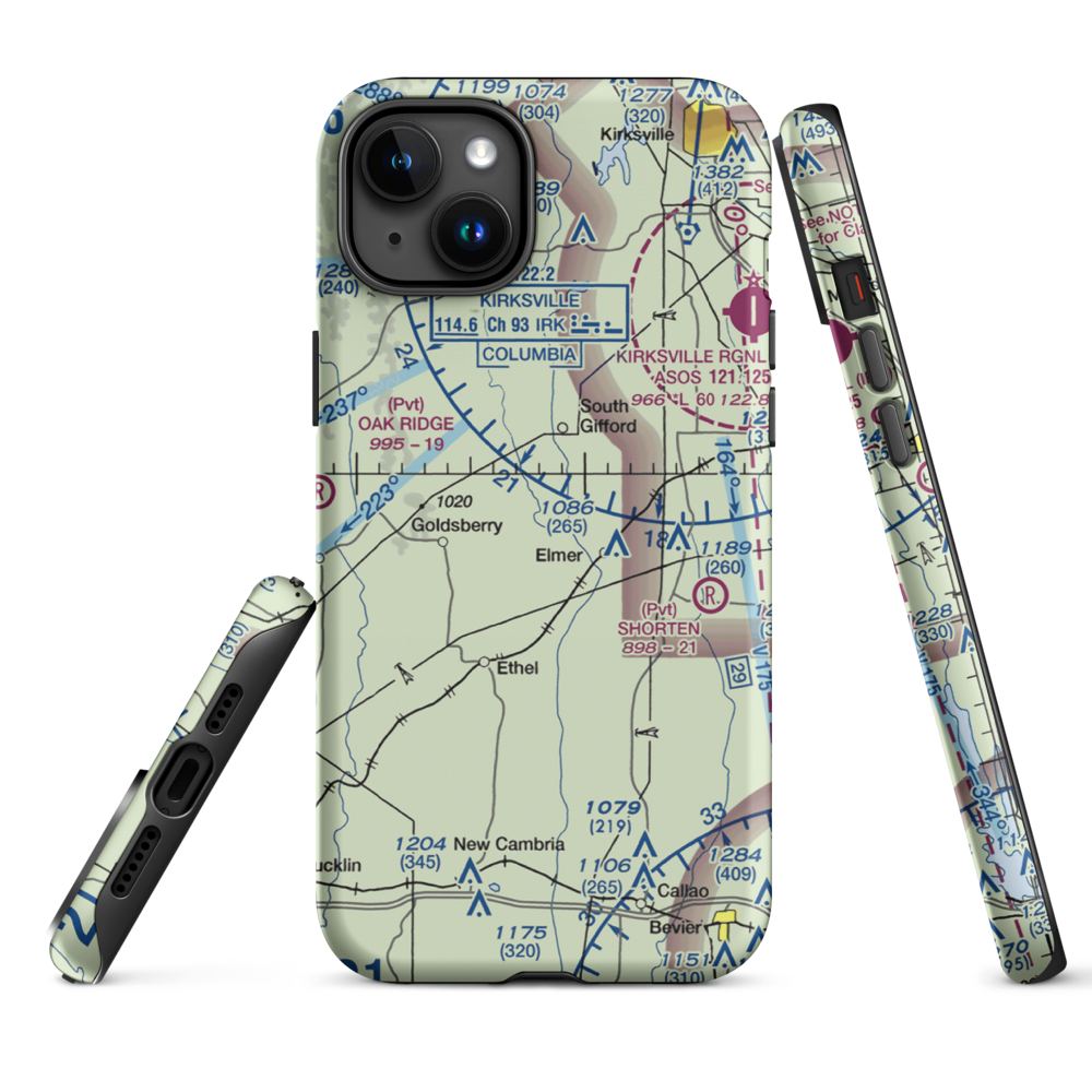 Walnut Creek Airport (76MO) VFR Sectional  Tough iPhone Case iPhone 15 Plus model shown