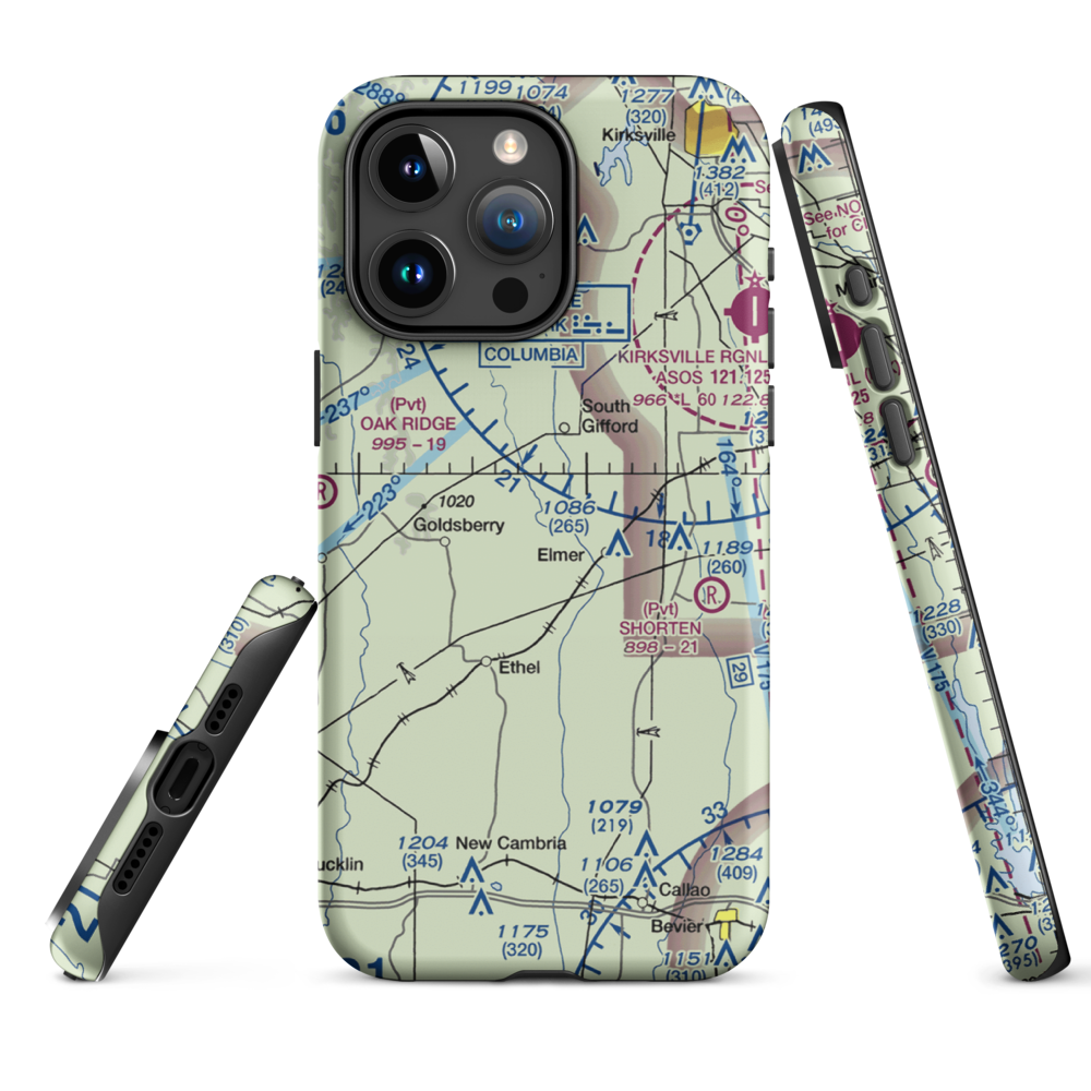 Walnut Creek Airport (76MO) VFR Sectional  Tough iPhone Case iPhone 15 Pro Max model shown