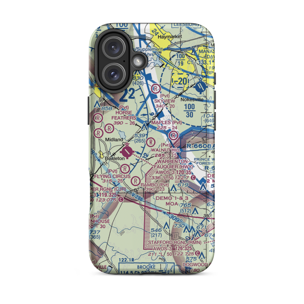 Walnut Hill Airport (58VA) VFR Sectional  Tough iPhone Case iPhone 16 Plus model shown
