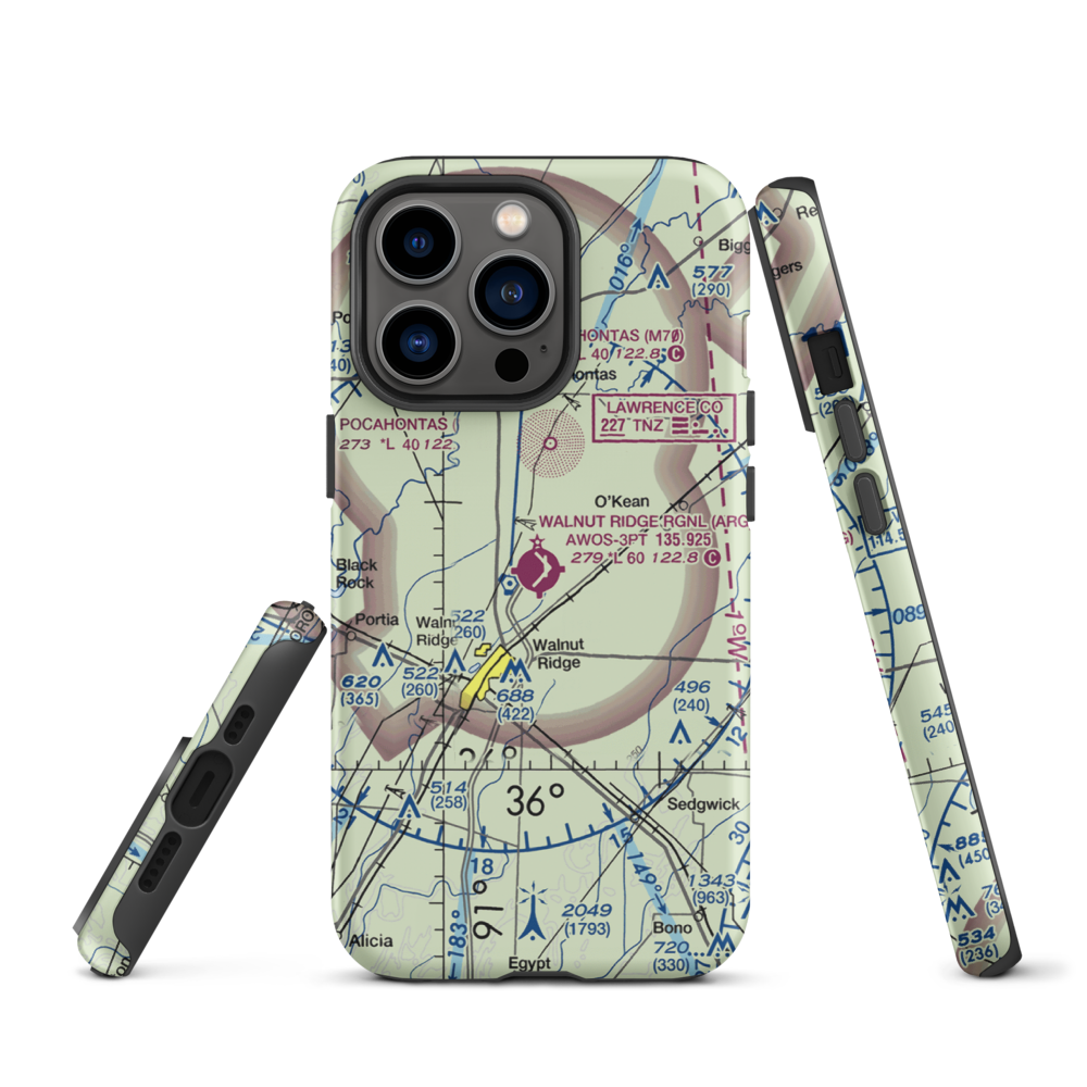 Walnut Ridge Regional Airport (ARG) VFR Sectional  Tough iPhone Case iPhone 13 Pro model shown