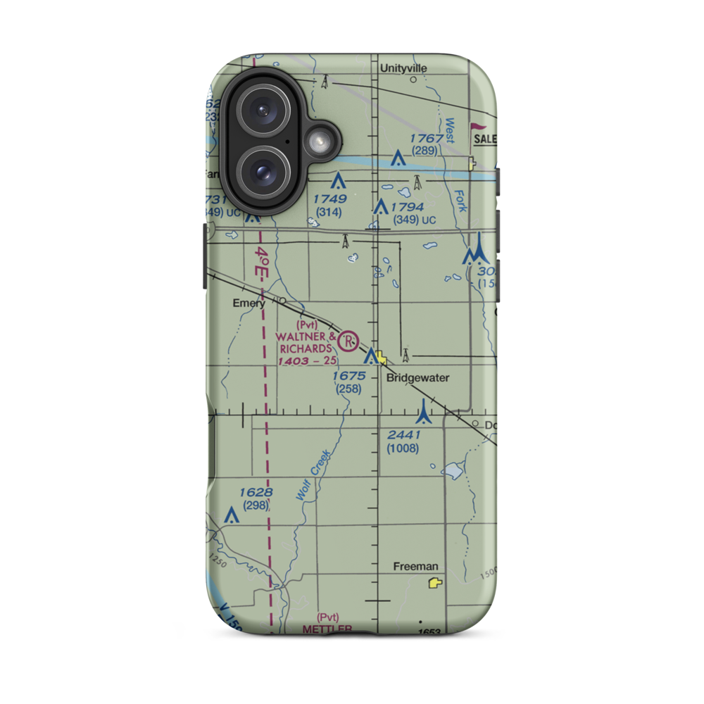 Waltner & Richards Airport (SD42) VFR Sectional  Tough iPhone Case iPhone 16 Plus model shown