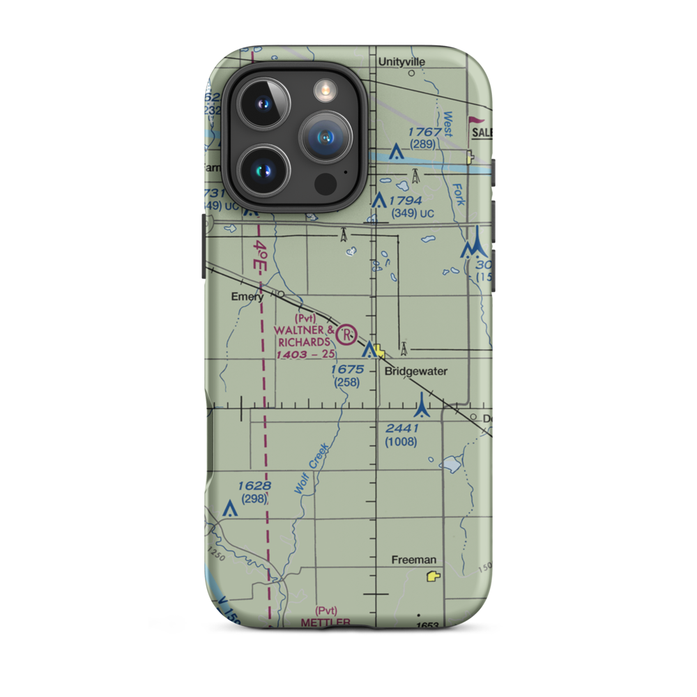 Waltner & Richards Airport (SD42) VFR Sectional  Tough iPhone Case iPhone 16 Pro Max model shown