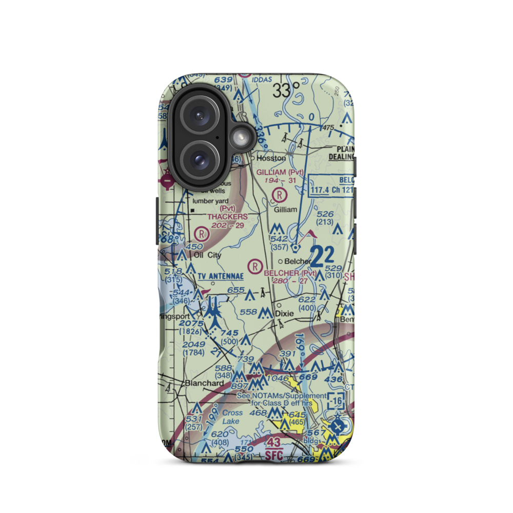 Want's Ultralight Flightpark (43LA) VFR Sectional  Tough iPhone Case iPhone 16 model shown
