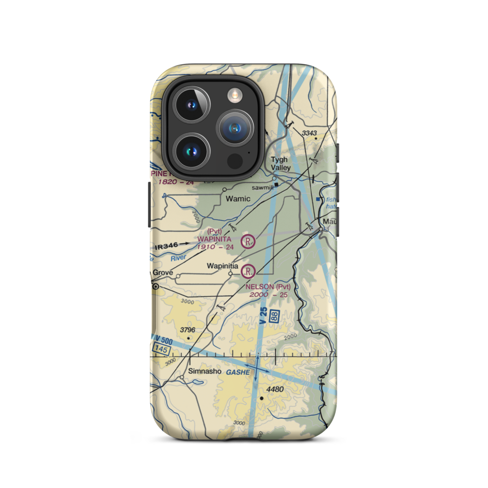 Wapinitia Airport (OR53) VFR Sectional  Tough iPhone Case iPhone 16 Pro model shown