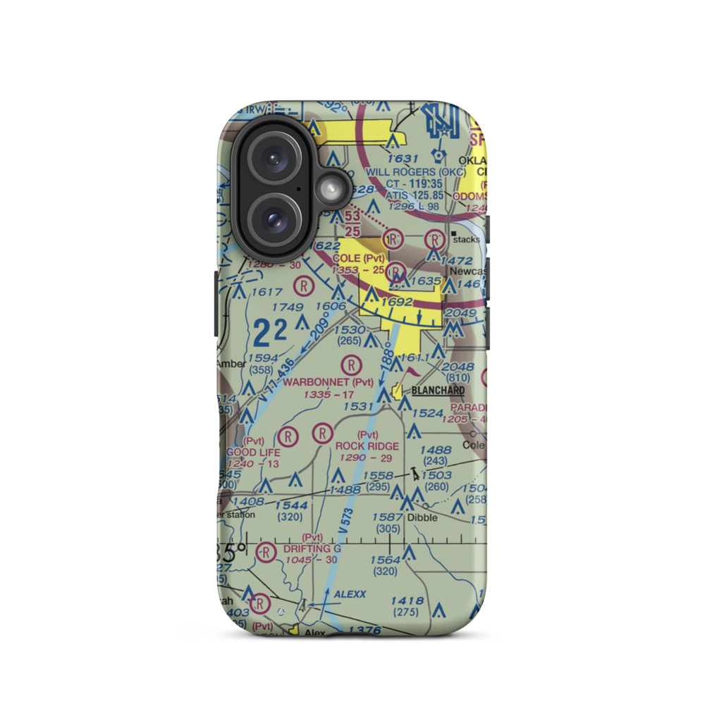 Warbonnet Airport (8OK1) VFR Sectional  Tough iPhone Case iPhone 16 model shown