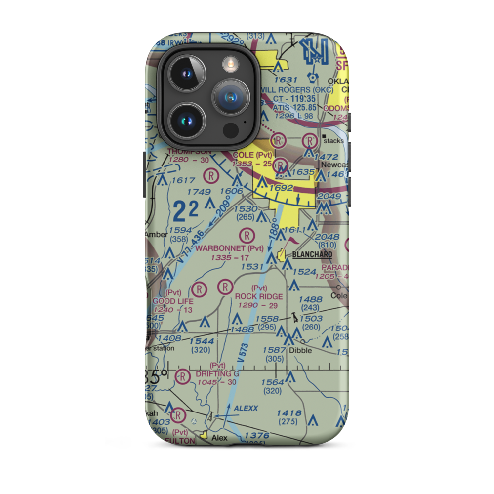 Warbonnet Airport (8OK1) VFR Sectional  Tough iPhone Case iPhone 16 Pro Max model shown