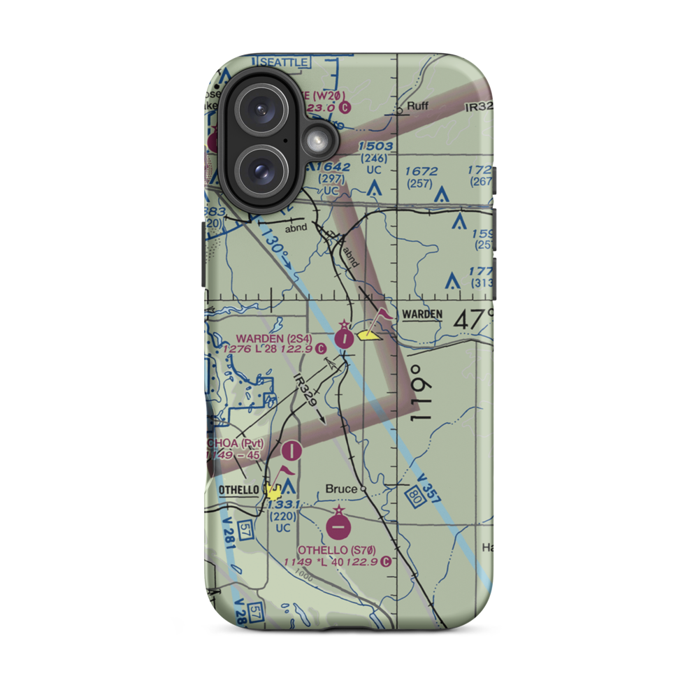 Warden Airport (2S4) VFR Sectional  Tough iPhone Case iPhone 16 Plus model shown