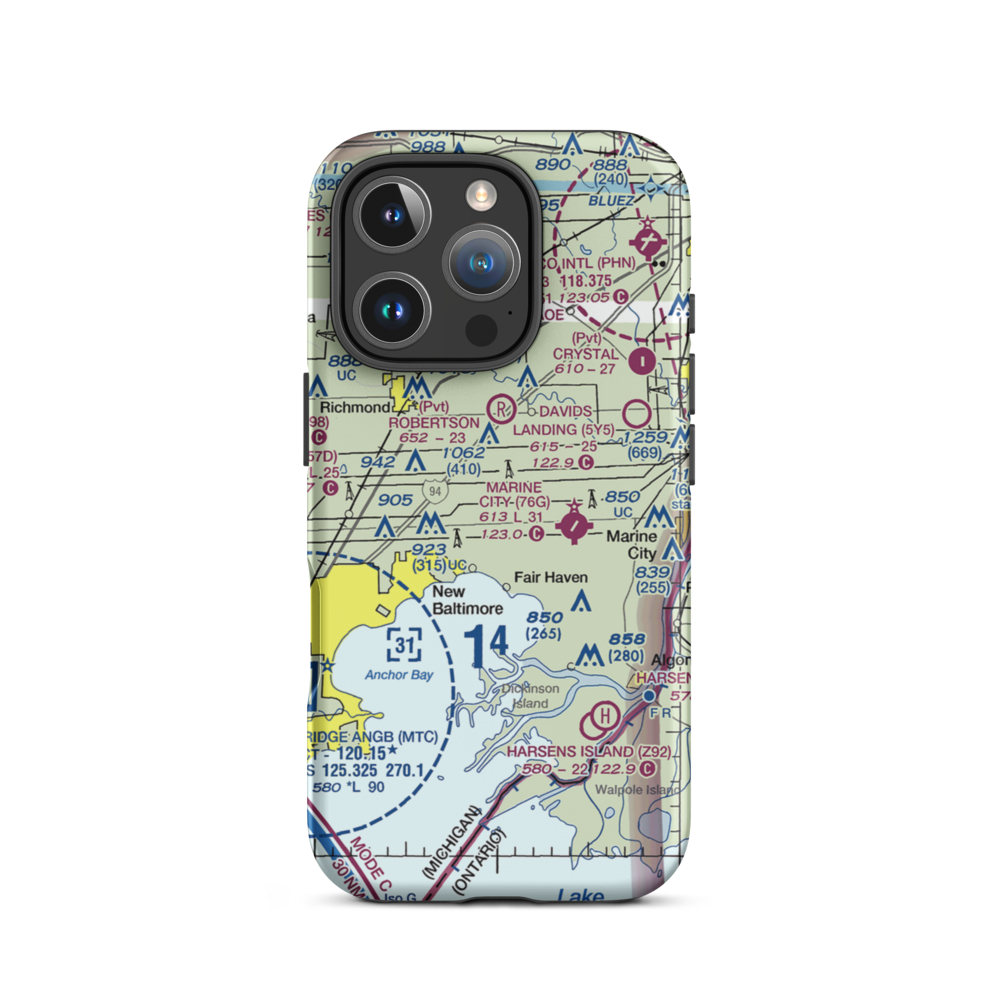 Wards Long Acres Airport (MI15) VFR Sectional  Tough iPhone Case iPhone 16 Pro model shown