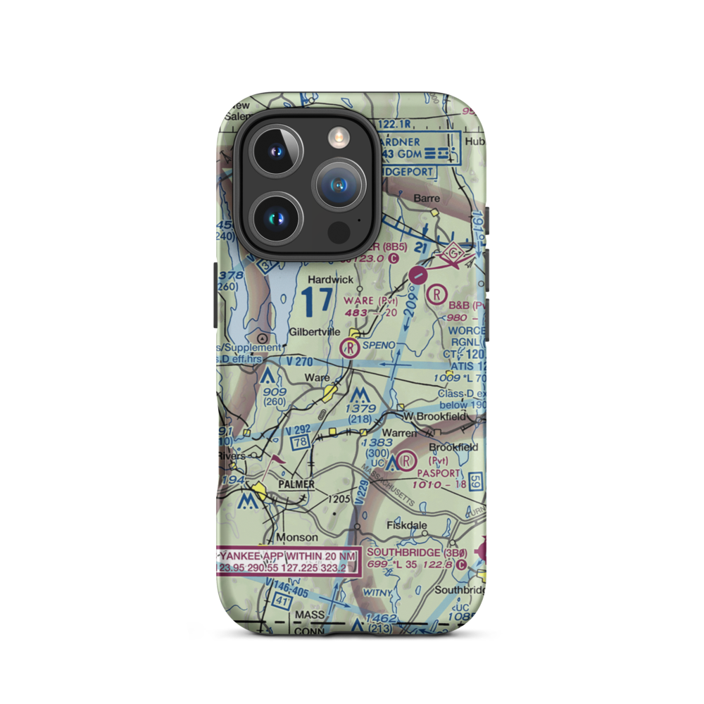 Ware Airport (MA53) VFR Sectional  Tough iPhone Case iPhone 16 Pro model shown