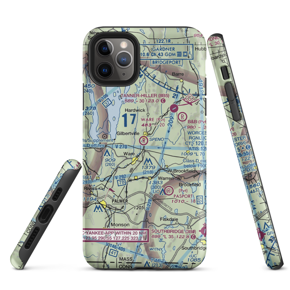 Ware Airport (UWA) VFR Sectional  Tough iPhone Case iPhone 11 Pro Max model shown