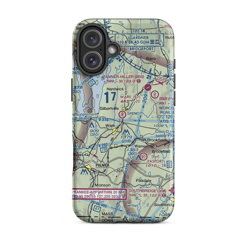 Ware Airport (UWA) VFR Sectional  Tough iPhone Case iPhone 16 Plus model shown