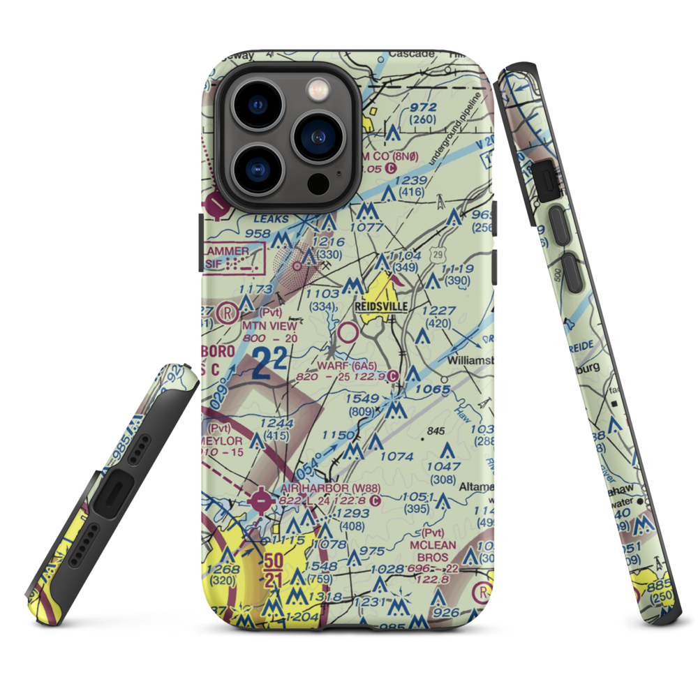 Warf Airport (6A5) VFR Sectional  Tough iPhone Case iPhone 13 Pro Max model shown