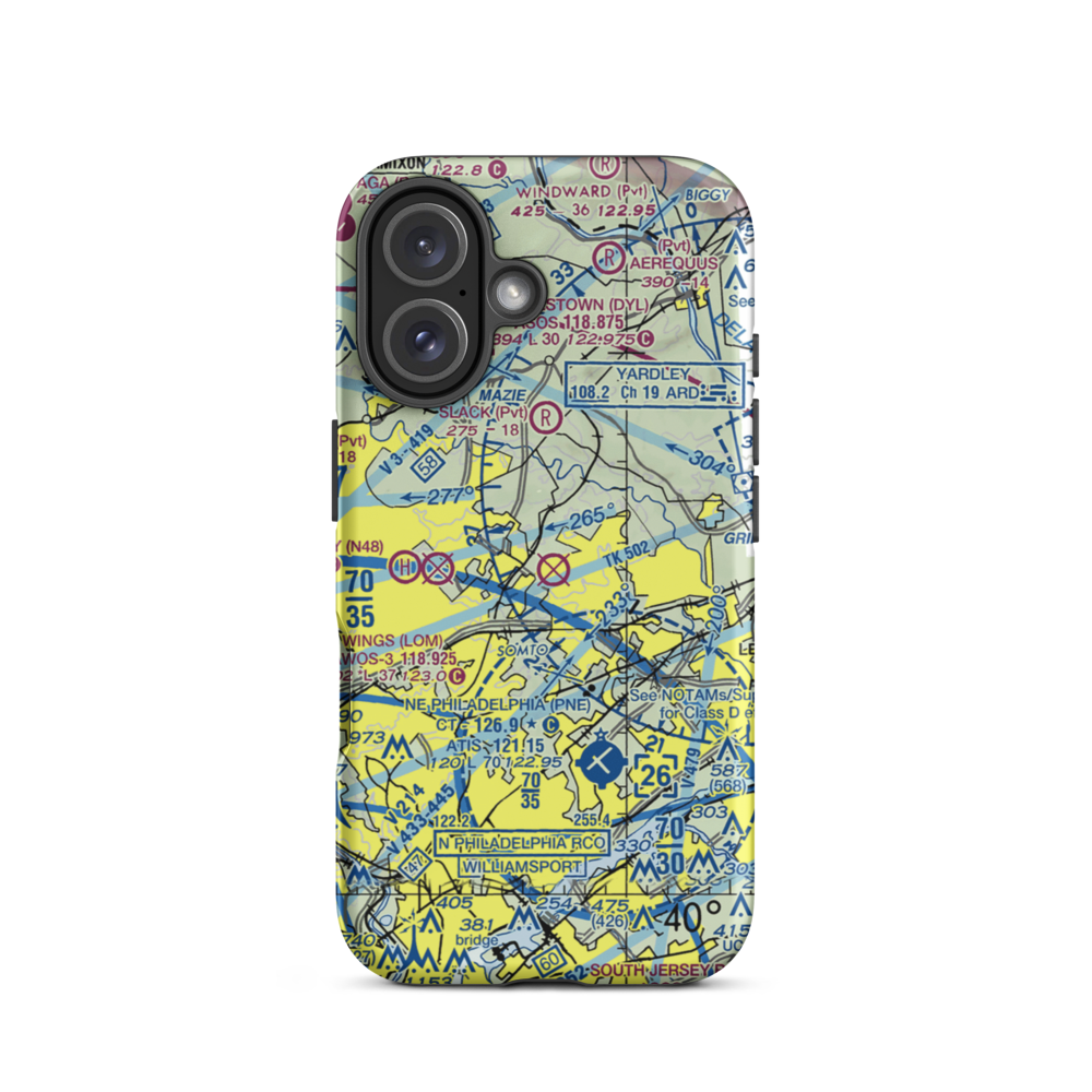 Warminster Naval Air Warfare Center (NJP) VFR Sectional  Tough iPhone Case iPhone 16 model shown