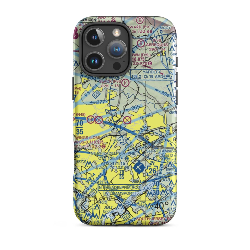 Warminster Naval Air Warfare Center (NJP) VFR Sectional  Tough iPhone Case iPhone 16 Pro Max model shown