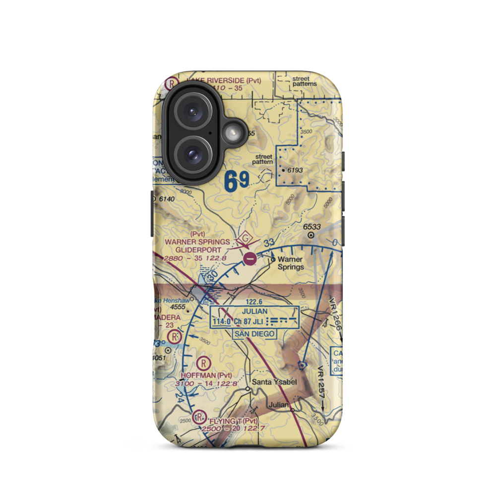 Warner Springs Gliderport Airport (CL35) VFR Sectional  Tough iPhone Case iPhone 16 model shown