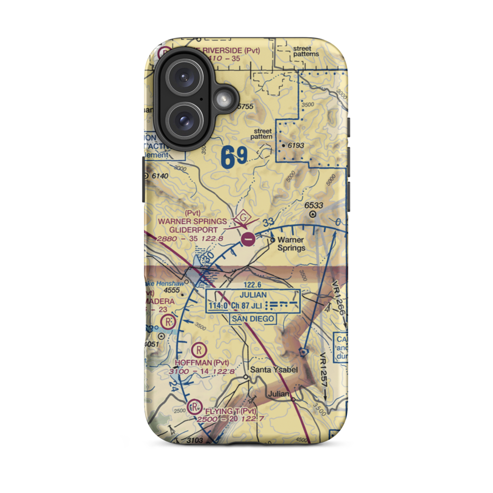 Warner Springs Gliderport Airport (CL35) VFR Sectional  Tough iPhone Case iPhone 16 Plus model shown