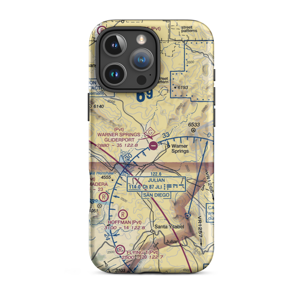 Warner Springs Gliderport Airport (CL35) VFR Sectional  Tough iPhone Case iPhone 16 Pro Max model shown