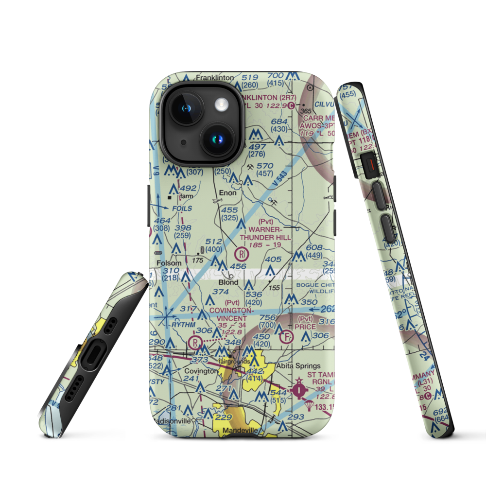 Warner-Thunder Hill Airport (23LA) VFR Sectional  Tough iPhone Case iPhone 15 model shown