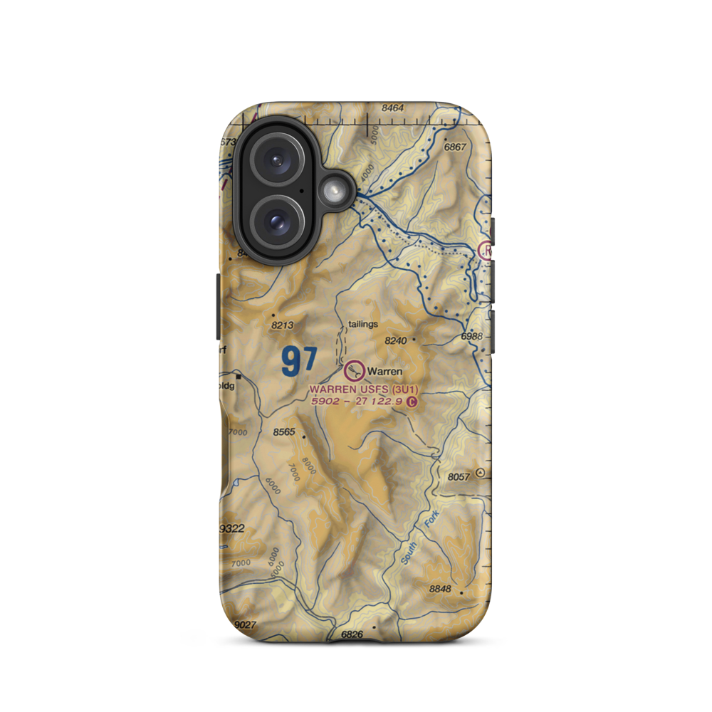 Warren /US Forest Service/ Airport (3U1) VFR Sectional  Tough iPhone Case iPhone 16 model shown