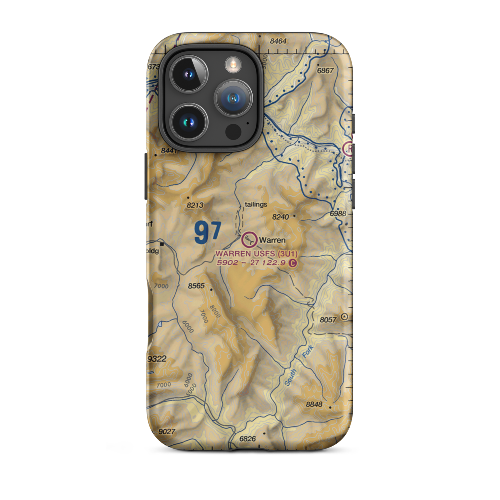 Warren /US Forest Service/ Airport (3U1) VFR Sectional  Tough iPhone Case iPhone 16 Pro Max model shown