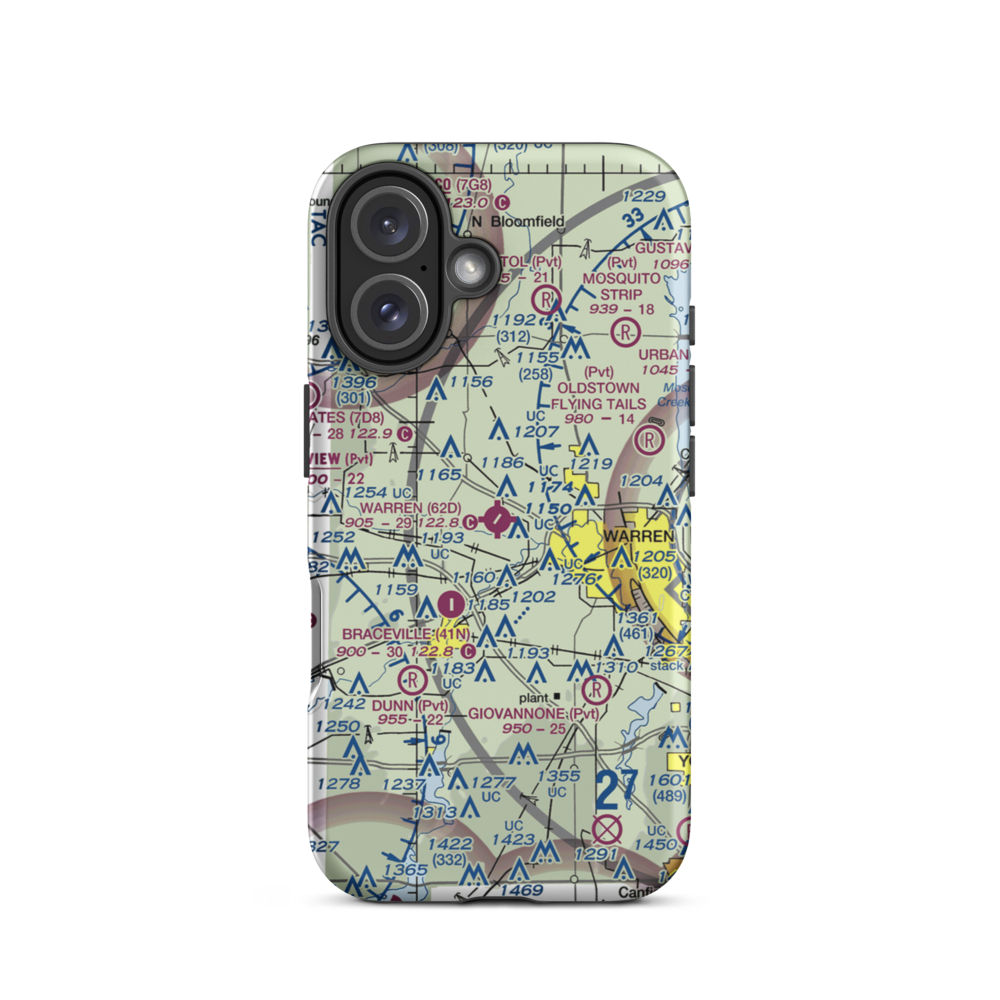Warren Airport (62D) VFR Sectional  Tough iPhone Case iPhone 16 model shown