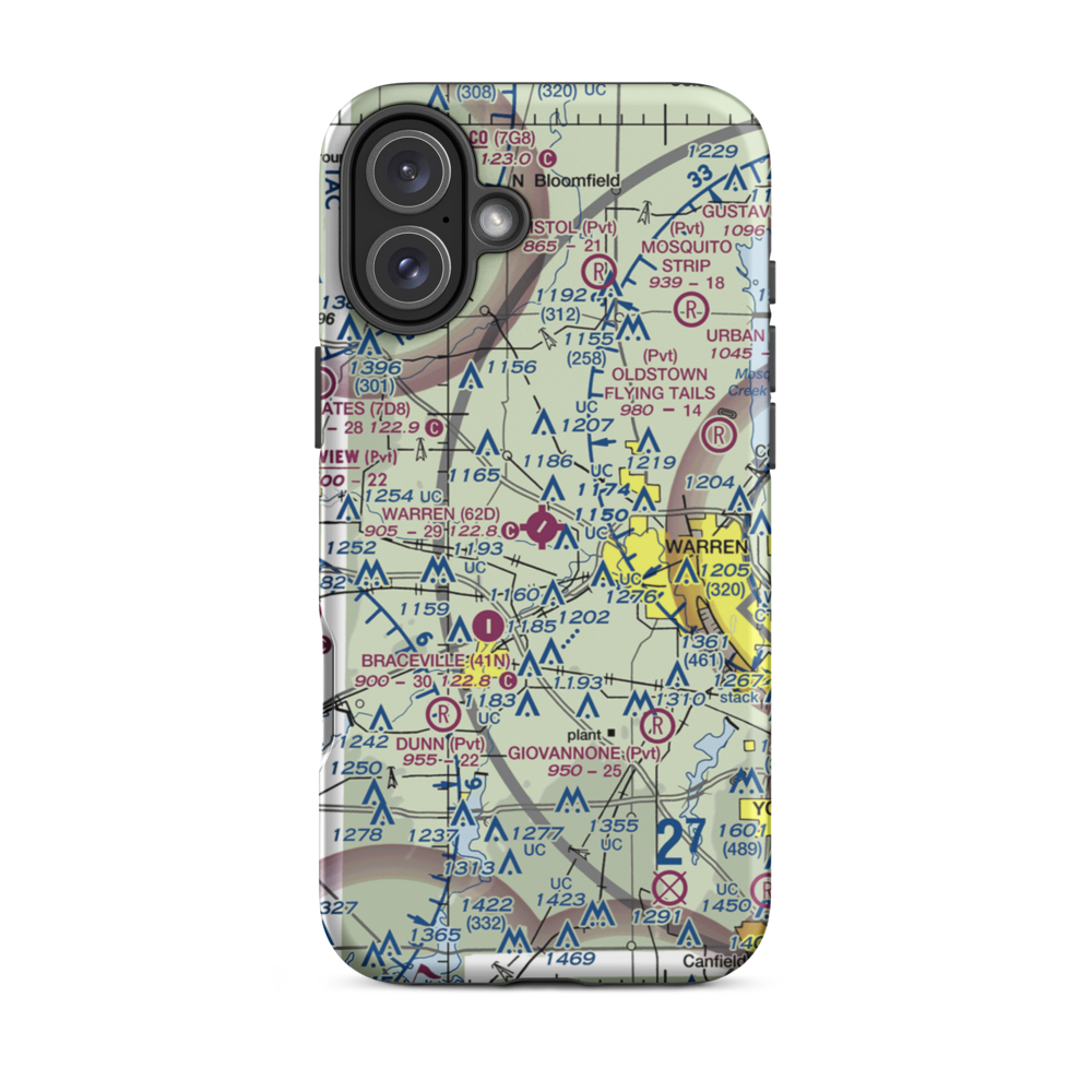 Warren Airport (62D) VFR Sectional  Tough iPhone Case iPhone 16 Plus model shown