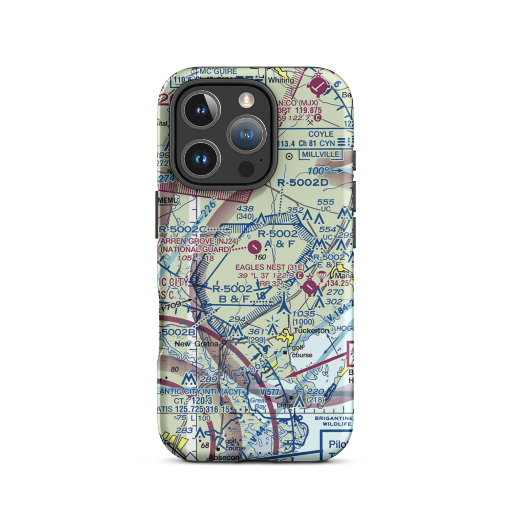 Warren Grove Range Airport (NJ24) VFR Sectional  Tough iPhone Case iPhone 16 Pro model shown