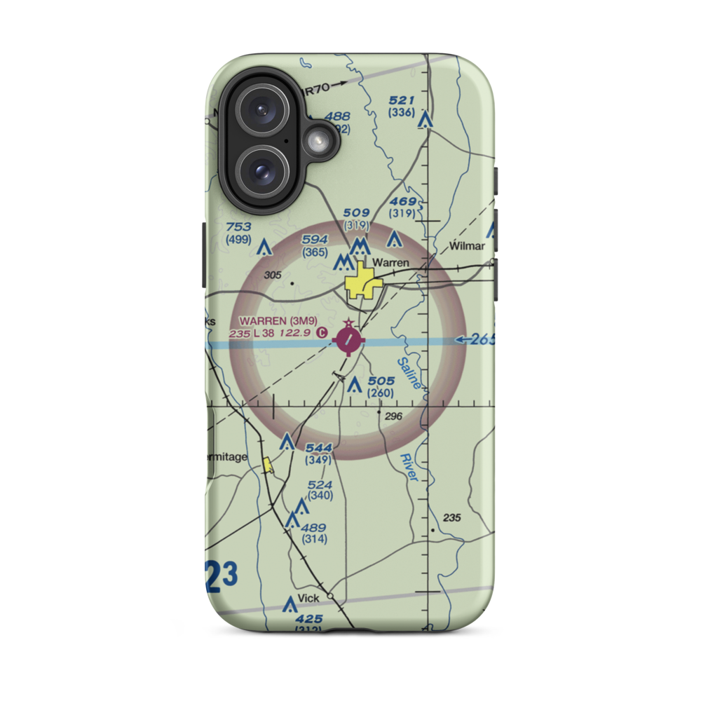 Warren Municipal Airport (3M9) VFR Sectional  Tough iPhone Case iPhone 16 Plus model shown