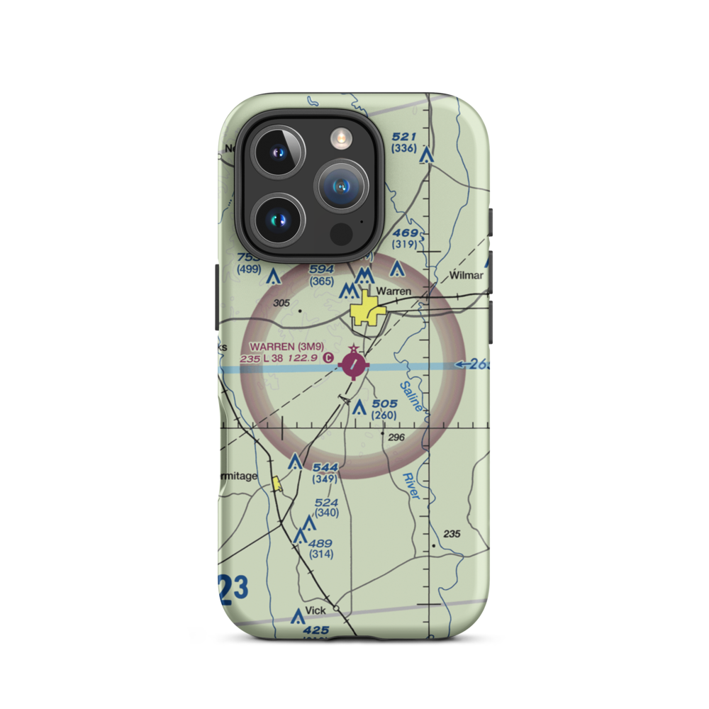 Warren Municipal Airport (3M9) VFR Sectional  Tough iPhone Case iPhone 16 Pro model shown