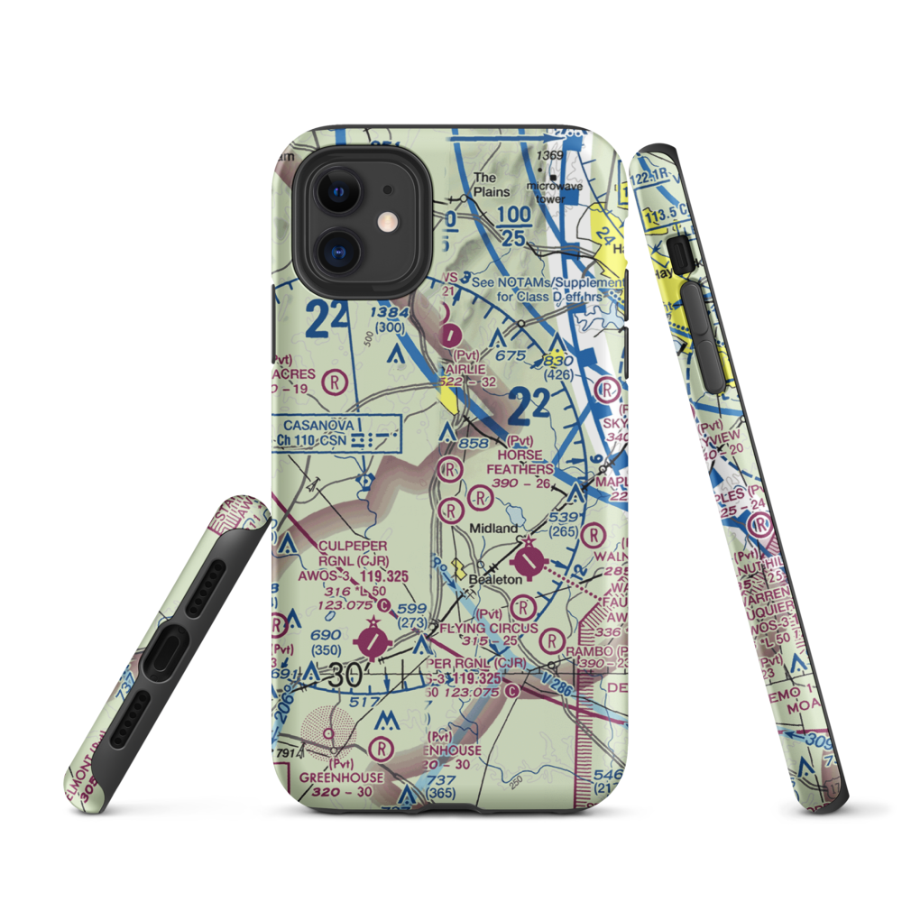 Warrenton Air Park (7VG0) VFR Sectional  Tough iPhone Case iPhone 11 model shown