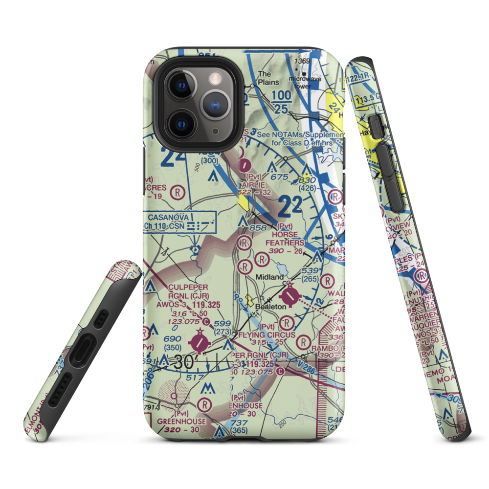 Warrenton Air Park (7VG0) VFR Sectional  Tough iPhone Case iPhone 11 Pro model shown