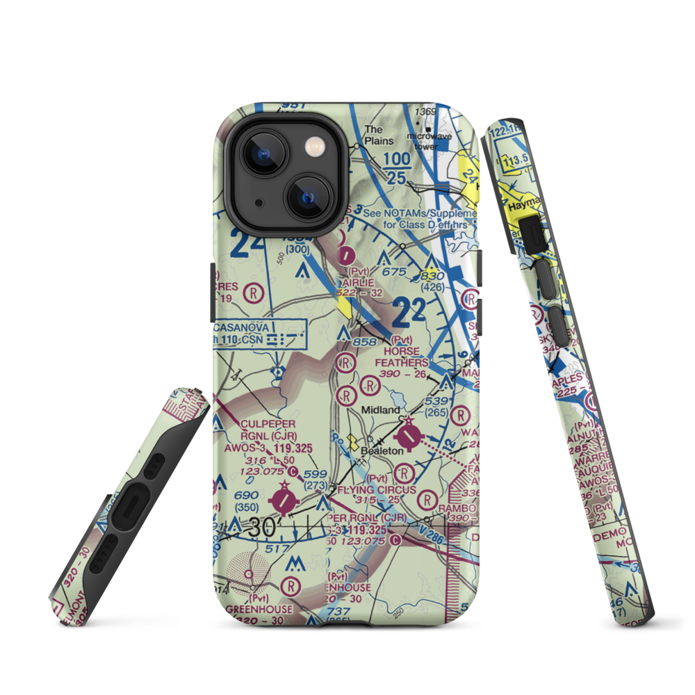 Warrenton Air Park (7VG0) VFR Sectional  Tough iPhone Case iPhone 14 model shown