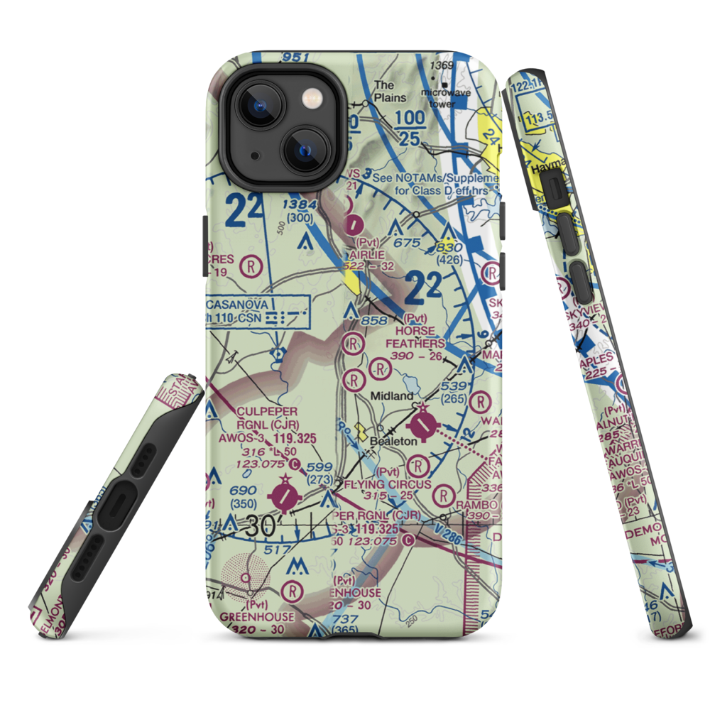Warrenton Air Park (7VG0) VFR Sectional  Tough iPhone Case iPhone 14 Plus model shown