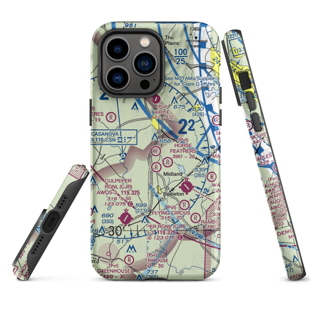 Warrenton Air Park (7VG0) VFR Sectional  Tough iPhone Case iPhone 14 Pro Max model shown